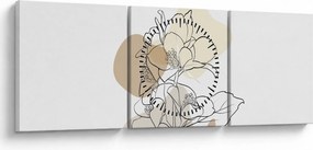 Obraz - Béžové kvety s motýľom N⁰1 (s hodinami) (90x30 cm)