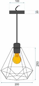 Toolight - Závesná lampa kovová 392197, zlatá, OSW-09680