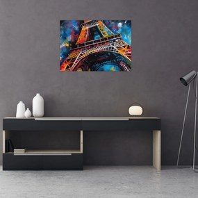 Sklenený obraz - Maľba Eiffelovej veže II. (70x50 cm)