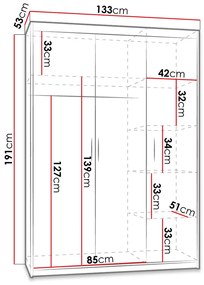 Šatníková skriňa Milica 3D (biela). Vlastná spoľahlivá doprava až k Vám domov. 1122601