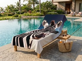 Rýchloschnúca XXL plážová osuška COOLARA čierno-biela 150 x 210 cm, 100% mikrovlákno