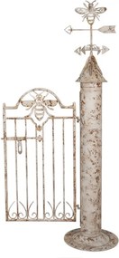 Biela antik záhradná kovová brána vráta so včielkami French - 164*40*172 cm