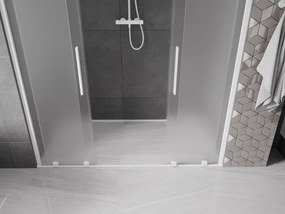 Mexen Velar Duo, posuvné sprchové dvere do otvoru 200 cm, 8mm sklo námraza, biela matná, 871-200-000-32-20