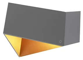 Nástenná lampa Fold sivá s meďou