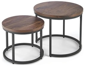 SADA 2x Konferenčný stolík OREO pr. 43/53 cm čierna/orech