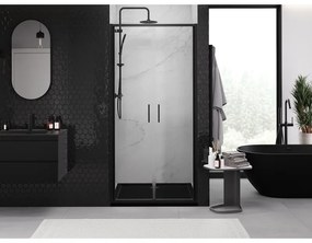 Mexen Exo, dvojkrídlové sprchové dvere 70x200 cm, 6mm číre sklo, čierny profil, 814-070-000-70-00