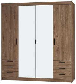 Skriňa Elena 4D 6S dub lefkas/zrkadlo