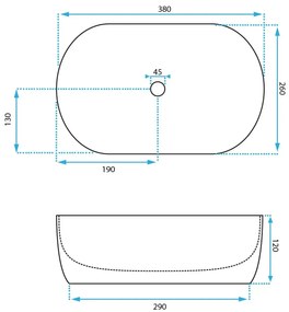 Rea Amelia Mini STONE MATT, umývadlo na dosku 380x260x130 mm, šedá-imitácia kameňa, REA-U9109