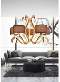 LED Luster na lanku AMBROSIA 5xE14/40W/230V + LED/43W medená