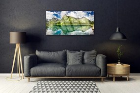 Obraz na skle Hory jazero príroda 100x50 cm