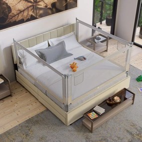 Detská zábrana na posteľ, 180 cm, výškovo nastaviteľná