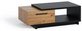 Konferenčný stolík Indi 120 (dub artisan + čierna matná + dub artisan). Akcia -20%. Vlastná spoľahlivá doprava až k Vám domov. 1051743