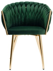 Jedálenská stolička COFTON zamatová, zlatá / tmavozelená