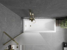 Mexen Next, vaňová zástena 1-krídlová 80 x 150 cm, fixné krídlo, 6 mm námraza sklo, zlatý profil, 895-080-000-00-30-50