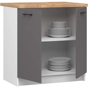 Spodná kuchynská skrinka s doskou OLIWIA S80 biela / grafitová / sivá