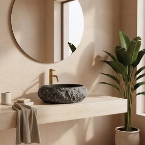 Rea Mika Gabro, umývadlo na dosku 480x380x155 mm, imitácia kameňa-čierna, REA-U0634