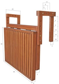 Závesný balkónový stolík 64x65 cm Berkeley – Garden Pleasure