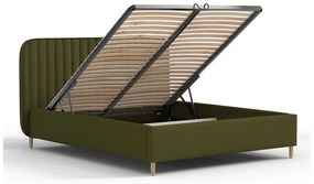 Zelená čalúnená dvojlôžková posteľ s úložným priestorom s roštom 180x200 cm Noto – Maison de Rêve