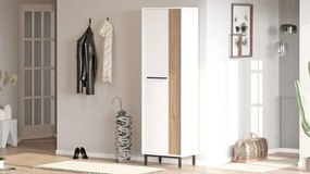 Vysoký regál na topánky Houseland Artego biely/dub Castello