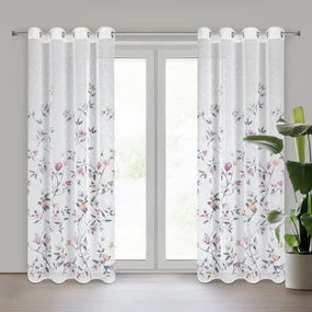 Dekorstudio Dekoračný etamínový záves ANTEA s kvetinovým motívom 140x250cm