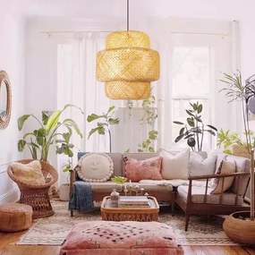 Immax 08268L - Luster na lanku HILO 1xE27/40W/230V pr. 47 cm bambus