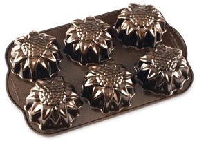 Mini slnečnicové koláčiky Nordic Ware, plech so 6 formami, bronzová farba, 56448