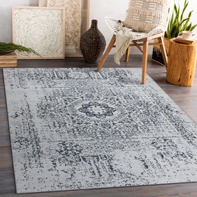 ANDRE 1072 umývací koberec Rozeta, protišmykový - biela-čierna Veľkosť: 80x150 cm