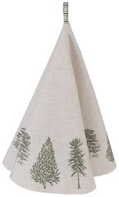 Béžová bavlnená okrúhla utierka so stromčekmi Natural Pine Trees - Ø 80 cm