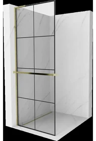 Mexen Kioto+ L sprchová stena s poličkou Walk-in 70 x 200 cm, čierny vzor, zlatý - 800-070-123-50-77