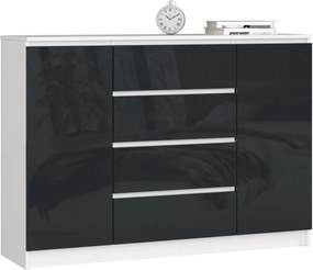 Komoda Rollo Z 140 cm grafit lesk/bílá