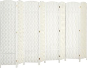 HOMCOM 8-panelový paraván 320 × 170 cm – skladací paraván z borovicového dreva, biely | Aosom