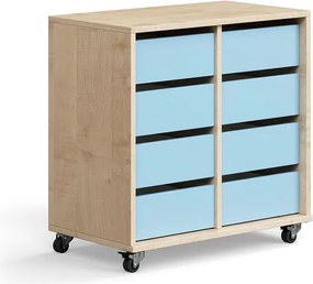 Úložná skriňa CASPER, 8 zásuviek, breza, modrá