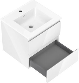 Mexen Orio, kúpeľňová skrinka 50 cm s umývadlom Otis, 2 zásuvky, biela lesklá, 91A10-05047-2-BFF00-W18M00