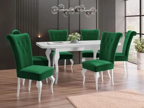Rozkladací stôl Julia so 6 stoličkami ST63, Dostupné poťahy: Magic Velvet 2225, Farby: biela / biely lesk