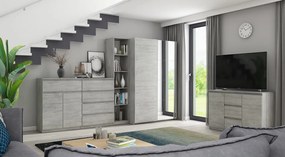 Komoda s 3 zásuvkami Carlos, šedý beton, 120 cm