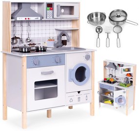 Drevená kuchynka pre deti zvuky LED rúra práčka kuchynské doplnky ECOTOYS
