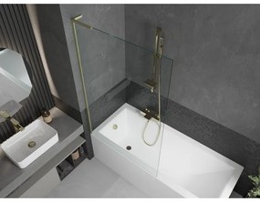 Mexen Next L, 1-krídlová vaňová zástena 100 x 150 cm, 6mm číre sklo, zlatý matný profil, 895-100-000-03-00-55