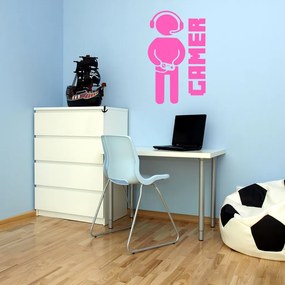 Veselá Stena Samolepka Gamer Farba: růžová, Veľkosť: 100 x 60 cm