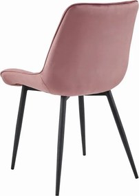 Set troch jedálenských stoličiek BERA zamatové ružové / čierne nohy (3 ks)
