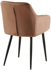 Jedálenská stolička Monett - zamat, B čierny rám - Hnedá