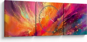 Obraz - Dynamická abstrakcia (s hodinami) (90x30 cm)