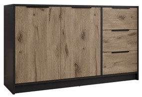 Komoda Pengasa 2D3S (čierna + dub viking) . Vlastná spoľahlivá doprava až k Vám domov. 1103666