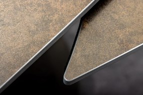 Dizajnový jedálenský stôl INCEPTION 130-190 cm rozkladací s bronzovým regálom, oválny, keramický, hrdzavý vzhľad