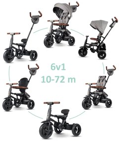 QPlay - Detská trojkolka 6v1 RITO DELUXE sivá