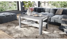 Rozkladací konferenčný stôl so zvíhacou doskou a poličkou ADEN šedá betón/biela