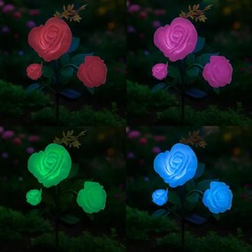 Solárna záhradná LED lampa Gardlov v podobe ruže - 3 kvety