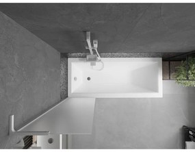 Mexen Next L, 1-krídlová vaňová zástena 50 x 150 cm, 6mm sklo námraza, biely profil, 895-050-000-03-30-20
