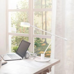 Matne biela LED stolová lampa s ohýbateľnou konštrukciou (výška 64 cm) Manduro – Trio