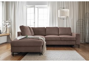 Hnedá menčestrová rozkladacia rohová pohovka (ľavý roh) Lofty Lilly – Miuform