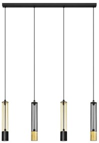 LED Luster na lanku BARS 4xGU10/4,8W/230V čierna/zlatá
